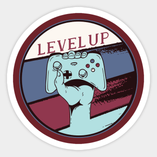 Level Up Gaming Nerds Vintage Retro Style Design Sticker